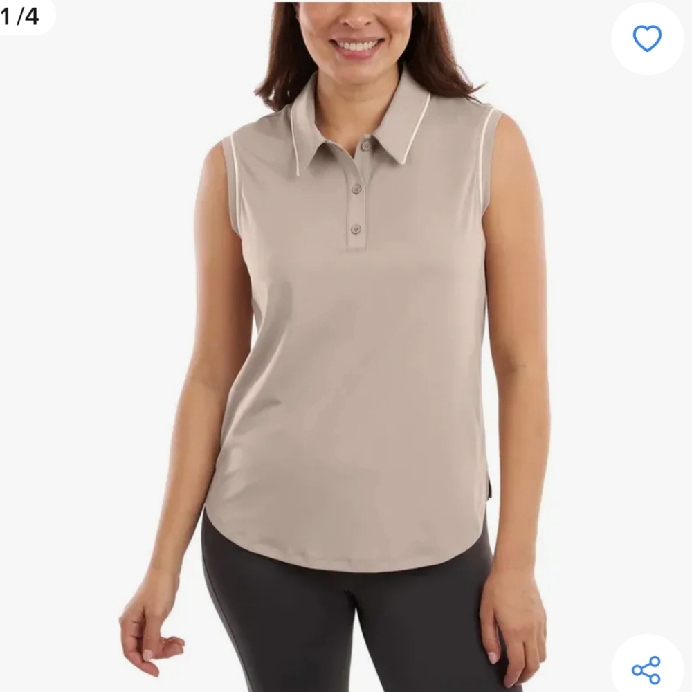 NWT Elle Sport Sleeveless Polo Shirt Women’s Athletic Casual Top Beige‎ XS